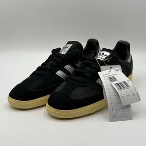 Adidas Samba OG Women's Black Matte Silver Almost Yellow Sneakers IE8128 Sz 10.5